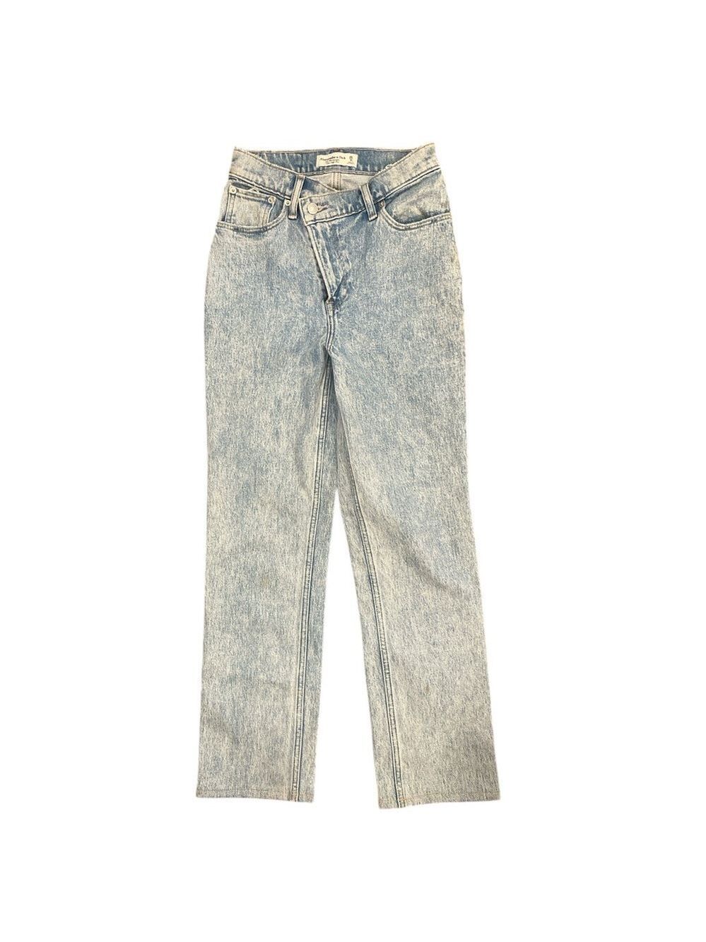 Abercrombie Asymmetrical Waist Jeans 90s Straight High Rise 25 Light Wash
